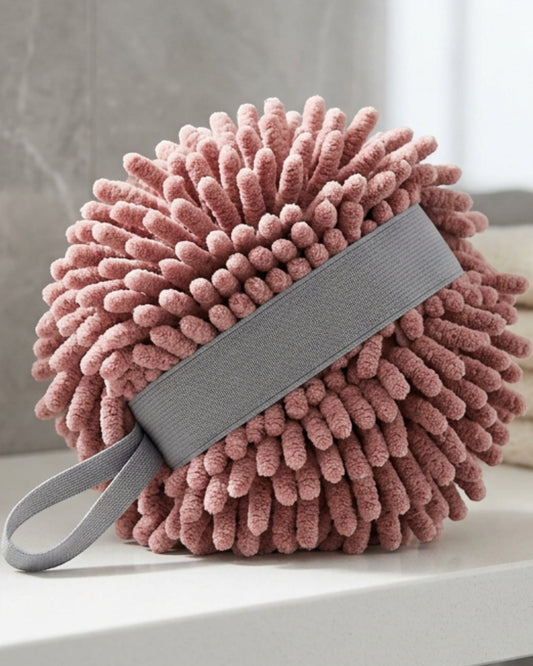 Glvw Chenille Microfiber Hand-Strap Bath Ball 14 cm Dusty Rose - Lifestyle view
