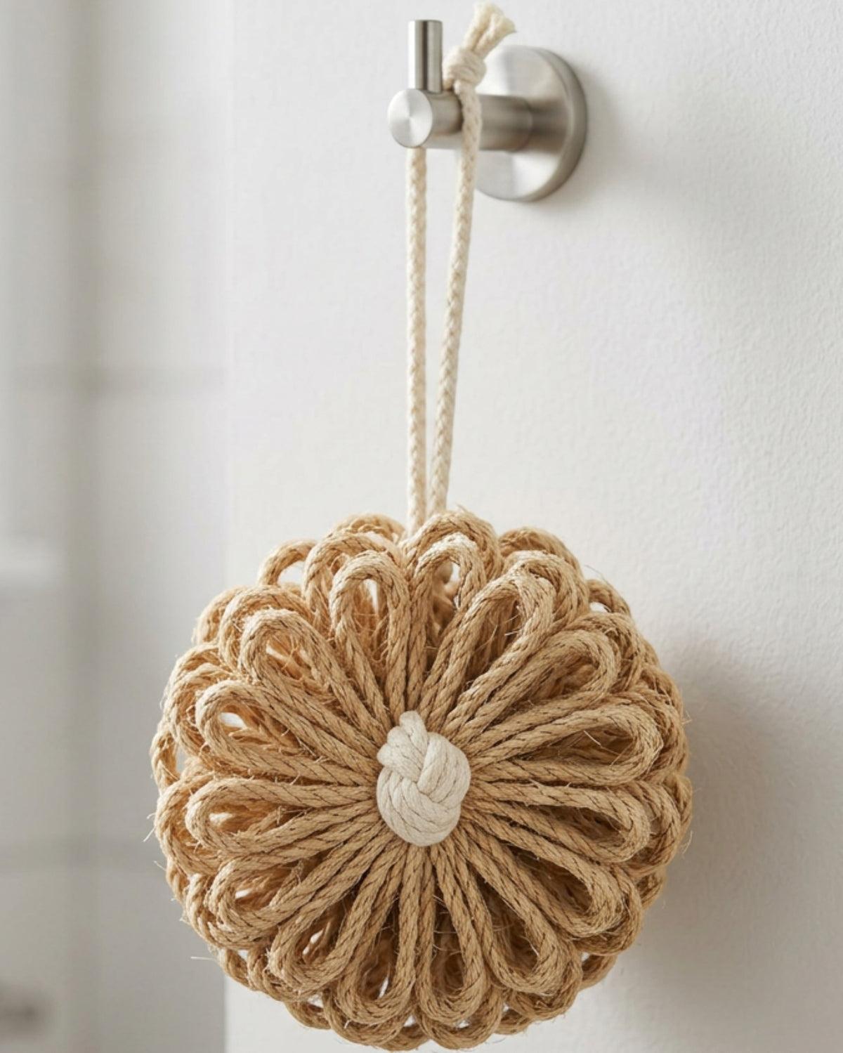 Glvw Sisal Cotton Knotted-Loop Bath Ball 13 cm Natural - Lifestyle view